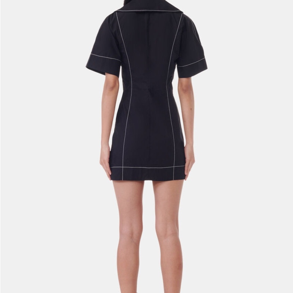 Black Short Sleeve Mini Dress with Contrast Stitching